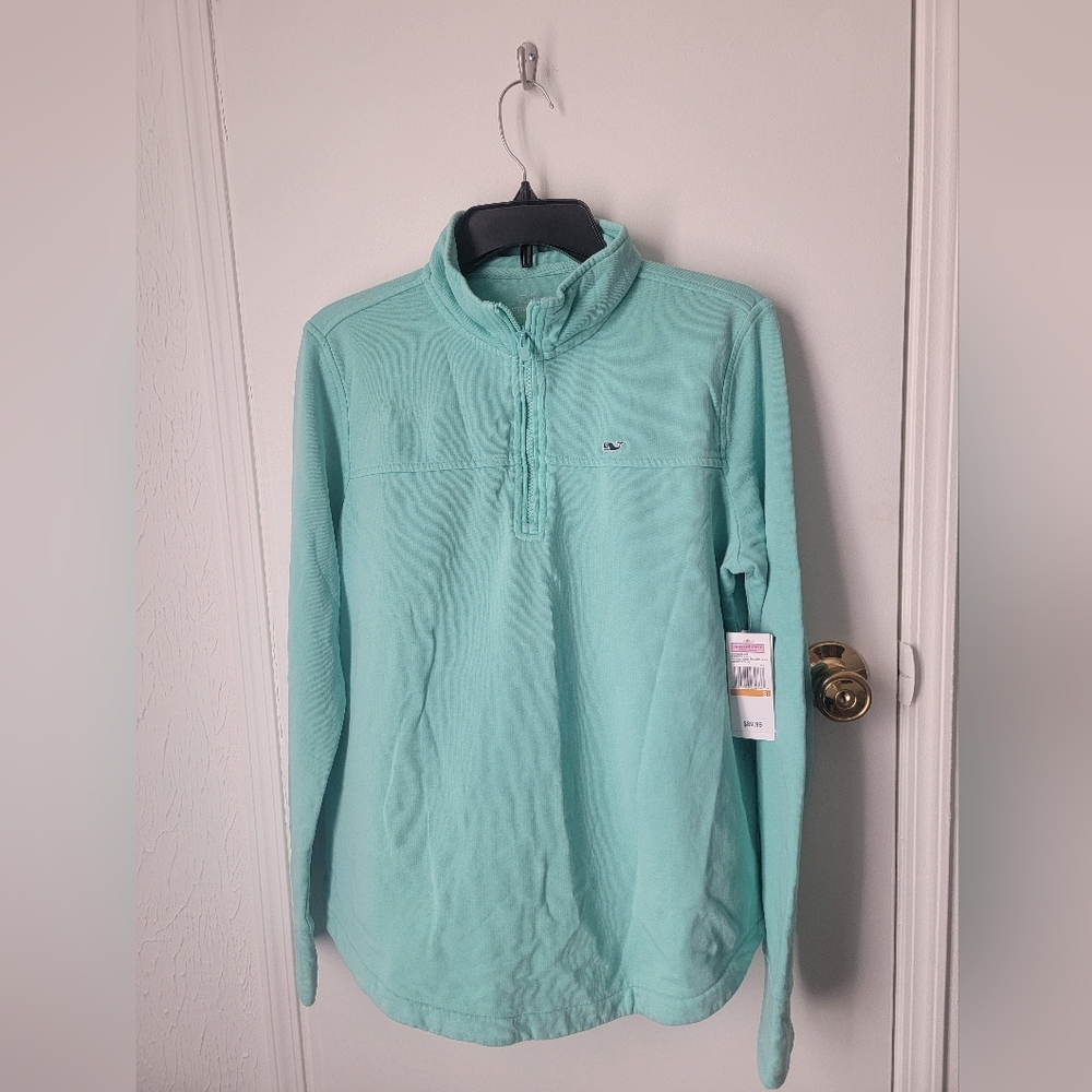 Vineyard Vines 1/4 Zip Pullover Sweater Womens Size Small Andros Blue,Whale Logo